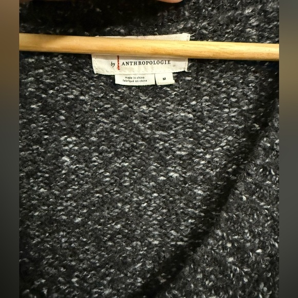 Anthropologie Maggie Bell-Sleeved Sweater Grey Marled V-Neck Charcoal - Picture 4 of 12